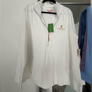 White Half-Zip Pullover with Gold Logo